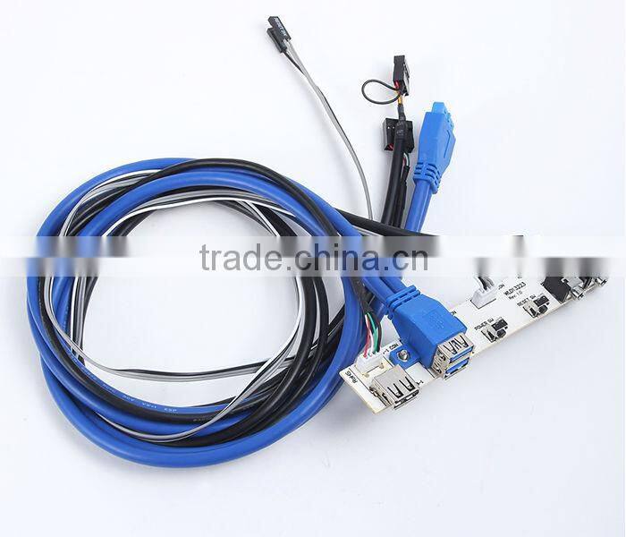 dual USB3.0 + AV + switch + PCB13223 Audio Front I/O Panel w/ Cables for PC