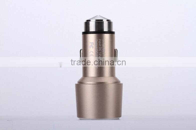 dual USB 3.1A stainless steel emergency hammer car charger