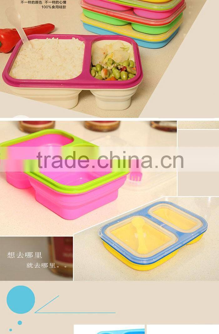 2 Blocks Lunch Box Kids Food Container Soup Cup Spoon Microwaveable Dinnerware Set