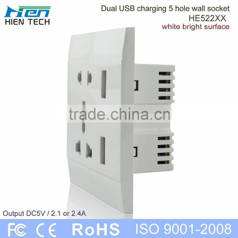 Public commercial using wall socket USB light socket with 2 USB ports