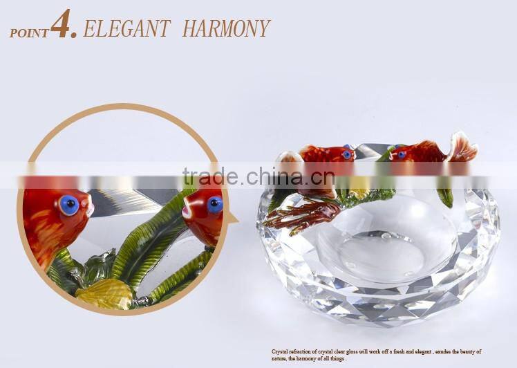 RORO Flourishing Luck craft home decorative crystal ashtray metal and pewter craft