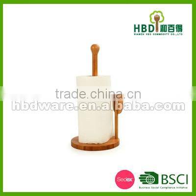 BSCI factory High quality bamboo wood Kitchen roll holder, roll holder wholesale