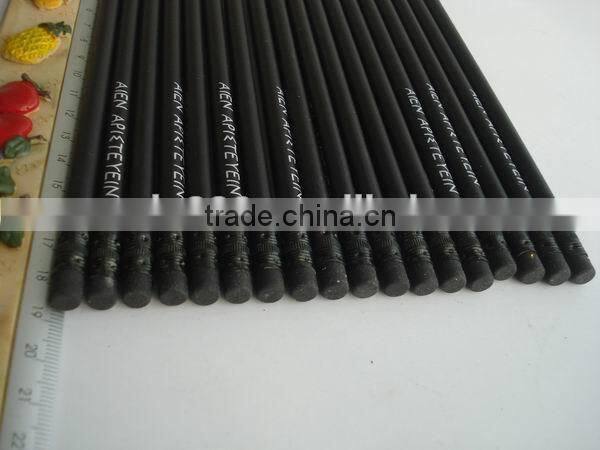 2015 promtional office supply printed black wood pencil with eraser for advertising