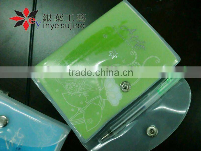 Hot Selling New Design PVC Small Notebook With Pen