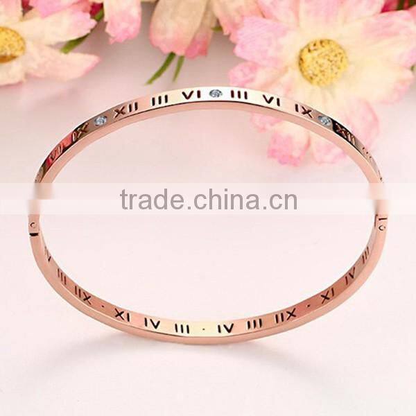 Stainless Steel Jewelry Rhinestone Roman Numerals Bracelet