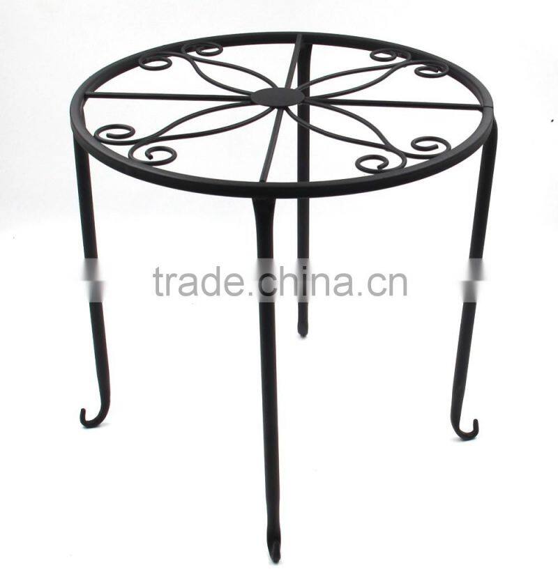 Best selling balcony floor standing black iron metal flower pot rack