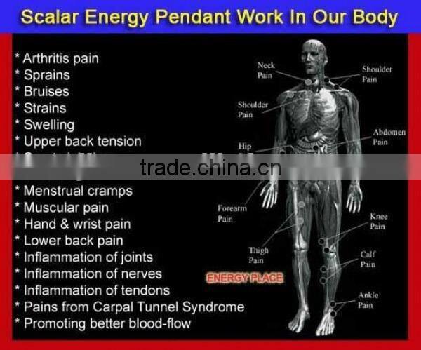 stainless steel pendant necklace, with negative ion, FIR, magnet and germanium stone