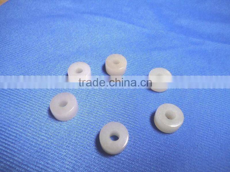 Natural White Chalcedony Smooth Handmade Big Hole Tyre Beads