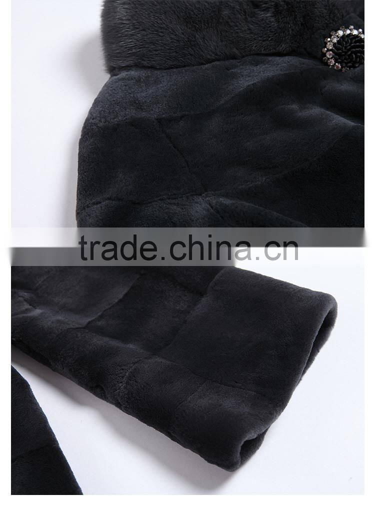Hot sale real natural cashmere fur coat for winter overcoat
