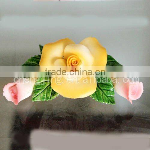 wholesale yellow Ceramic Flowers gifts , porcelain flower OEM