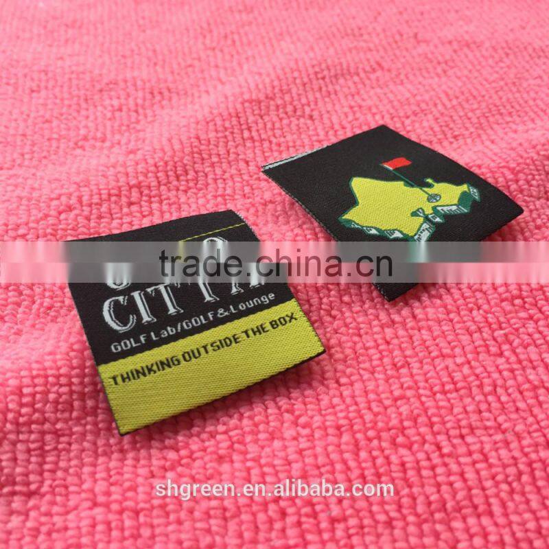 laser cut logo main woven label in apparel