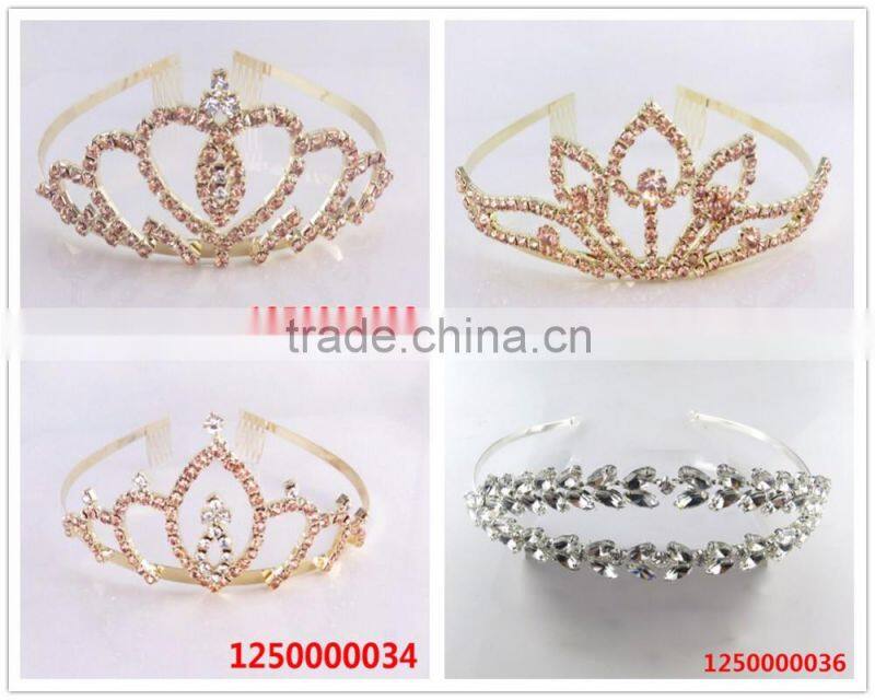 Luxury style big glass heat stone wedding cheap tiara