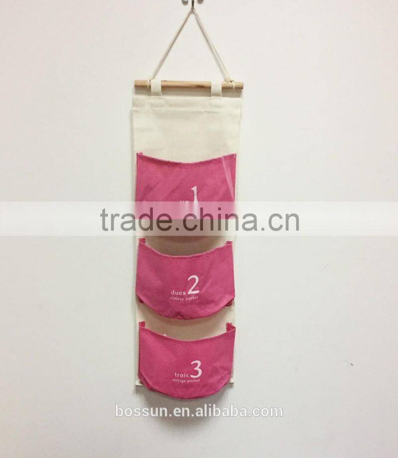 Household used hang bag hanging wall pocket storage with 3 pocket