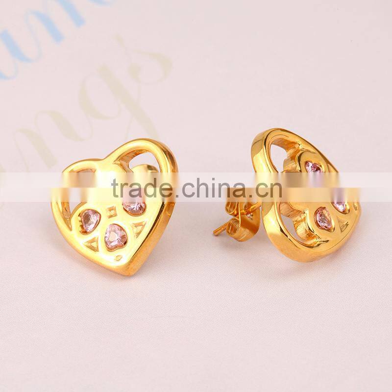 18K Gold Plated Heart Pendant Jewlry Sets