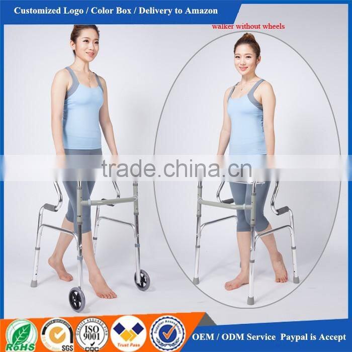 Aluminum folding old people walker walking aids for disabled adult walker