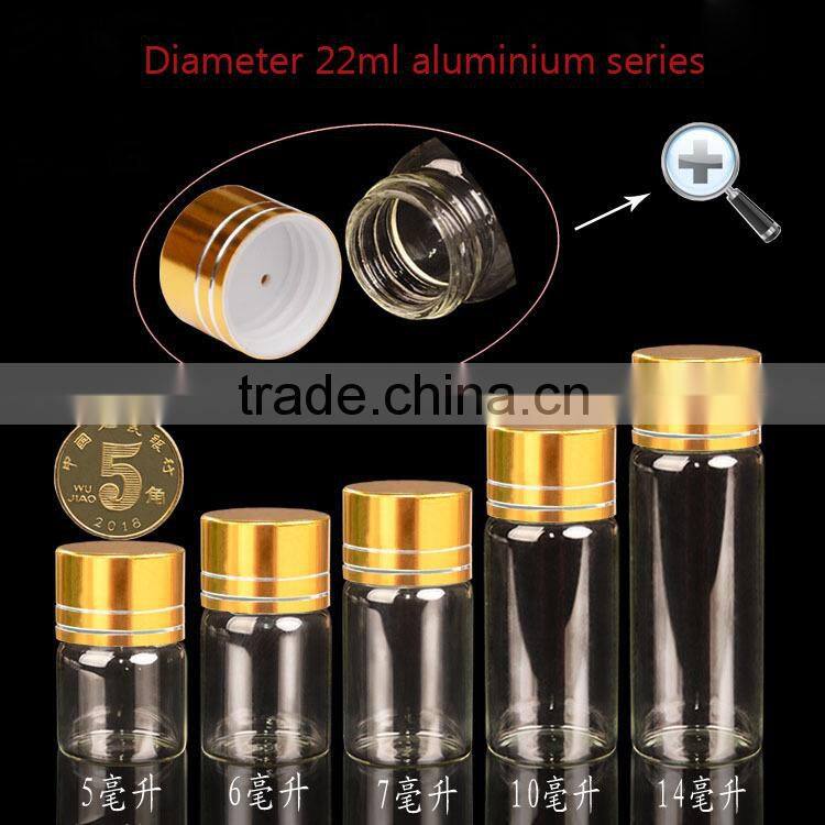 Top quality different size bottle with aluminum cap, penicillin bottle floating bottle glass good luck wishing bottle