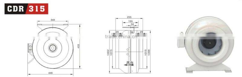 220V 1353 cfm strong volume usefull long pipe coaxial centrifugal fan