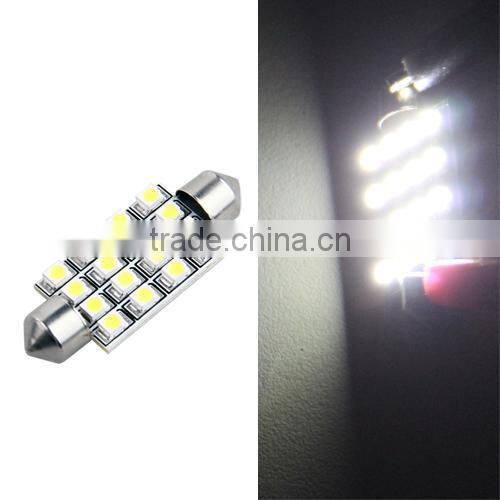 4 42mm 16 SMD LED White Car Dome Festoon Interior Light Bulb