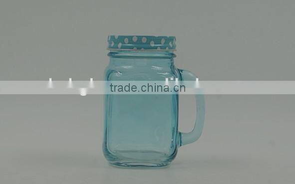 Super hard Glass Mason Jar with Mental Lid and Plastic Straws in pure color