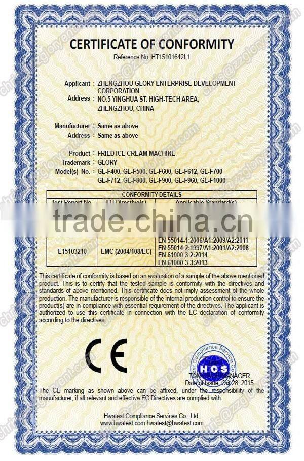 Imported Compressor High Efficiency Fried Ice Cream Machine