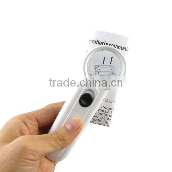 Hand-Hold LED Light Source Exclamation Mark Type 15x Magnifier Glass Magnifier