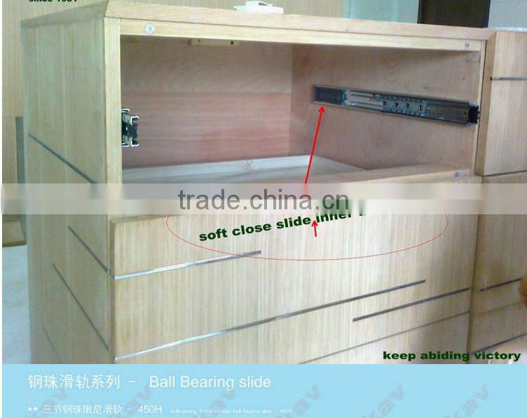 three-fold slow close ball bearing guide slide