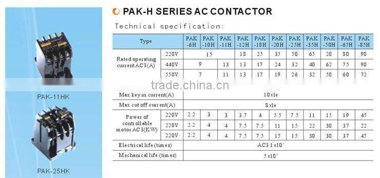 AC Contactor PAK-11HK WITH HIGH QUALITY