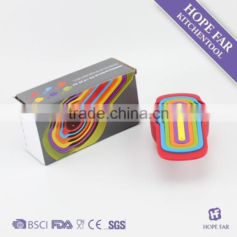 0600040 Nice rainbow color plastic measuring spoon and cup set,measuring tool set