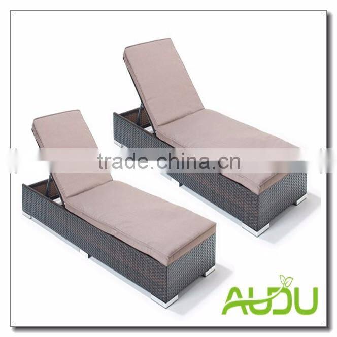 Audu Flat Base Two Rattan Sun Lounger Set