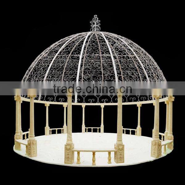 Large Round Classical Marble Gazebo with Metal Roof