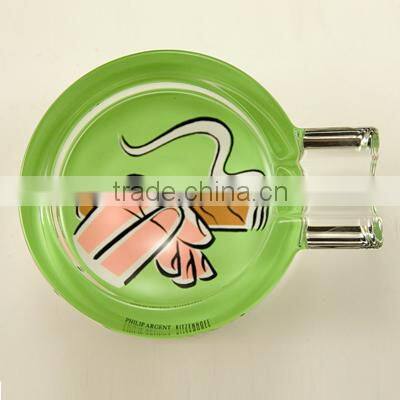 crystal hand cut glass ashtray