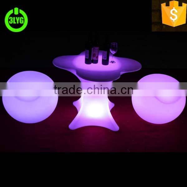 luxury led light hotel table and chairs for party