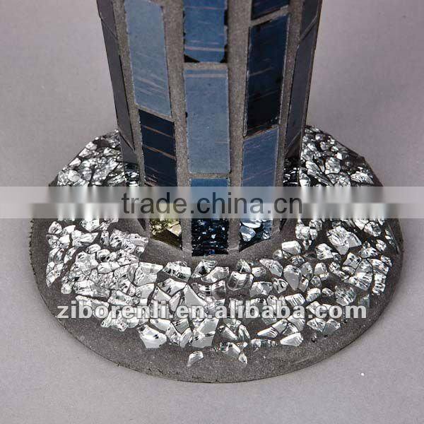Modern Home Accessory Silver Grey Crackle Mosaic Antique Tall Trumpet Glass Vases