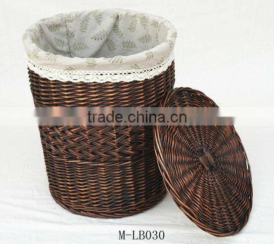 willow laundry basket with lid and cotton linning