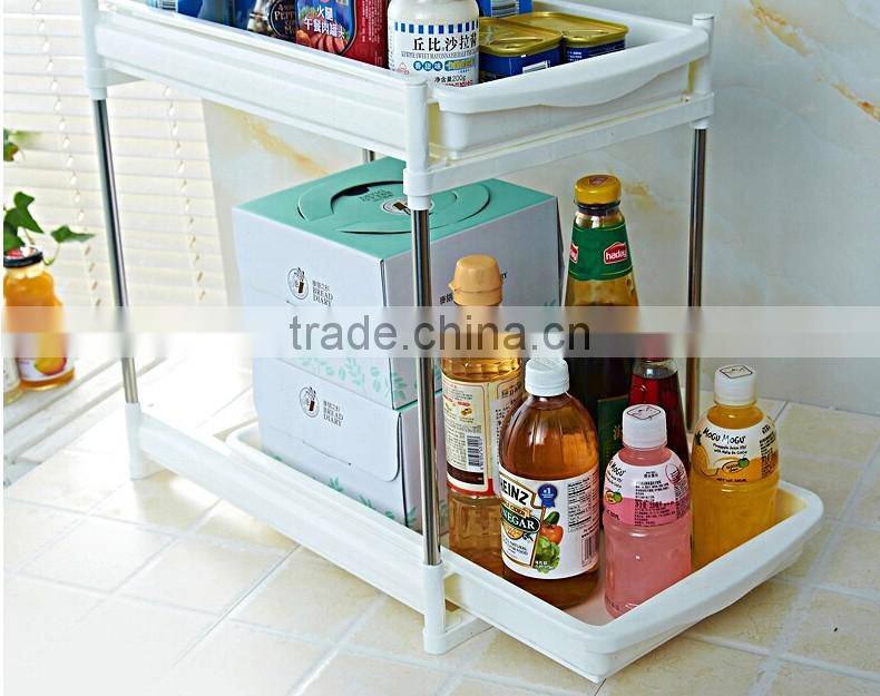 New plastic kitchen storage stool telescopic drawer Kitchen shelf