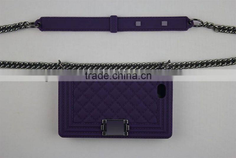 silicon women phone wallet phone case phone bag with Stainless Steel Chain
