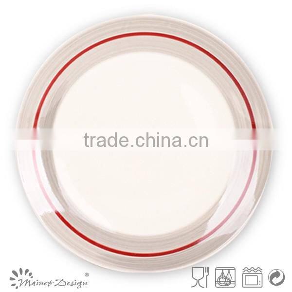 10.5" stoneware plate with hand-painted, round shape ceramic plate