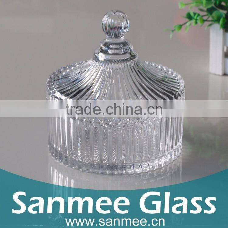 Fashion Design Engraved Glass Candy Bowl Glass Sugar Bowl