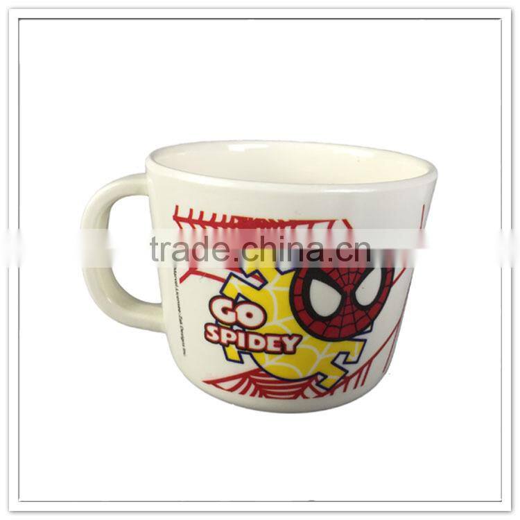 100% children safe unbreakable cute spider printing 250ML melamine custom plastic kids mugs