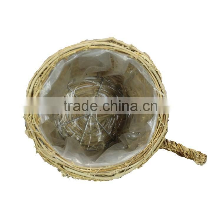 Flowerpot with Circular Natural Rattan Cup Shape/Garden Planter