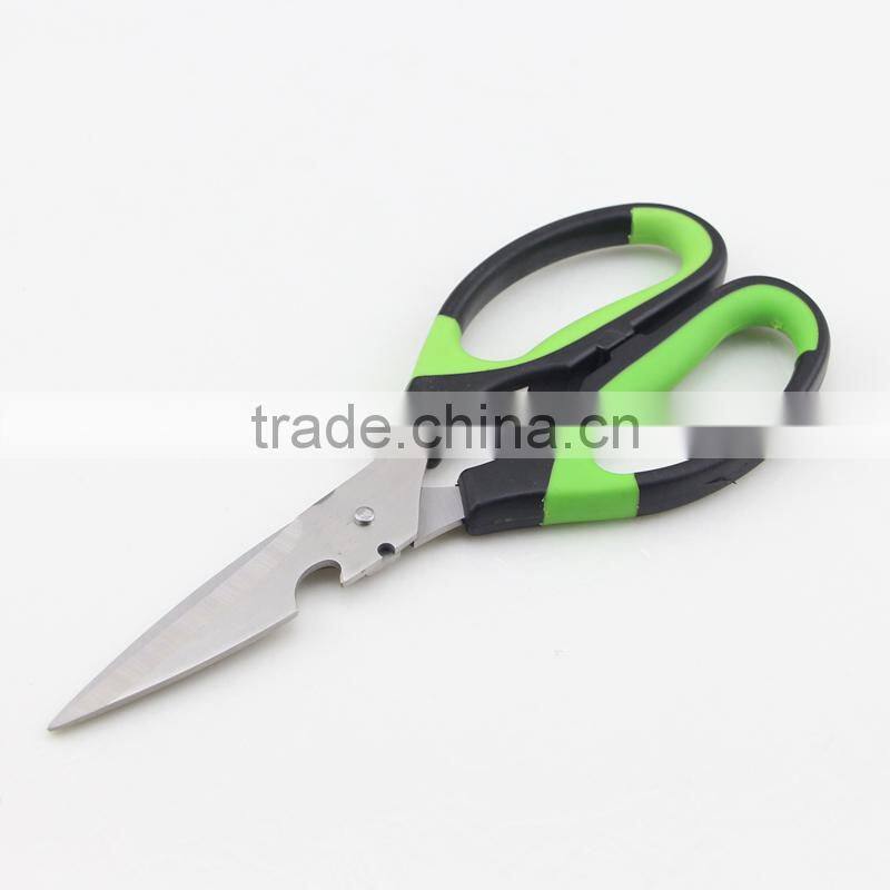 Rubber Handle Multifunction Kitchen Scissors with Bottle Opener