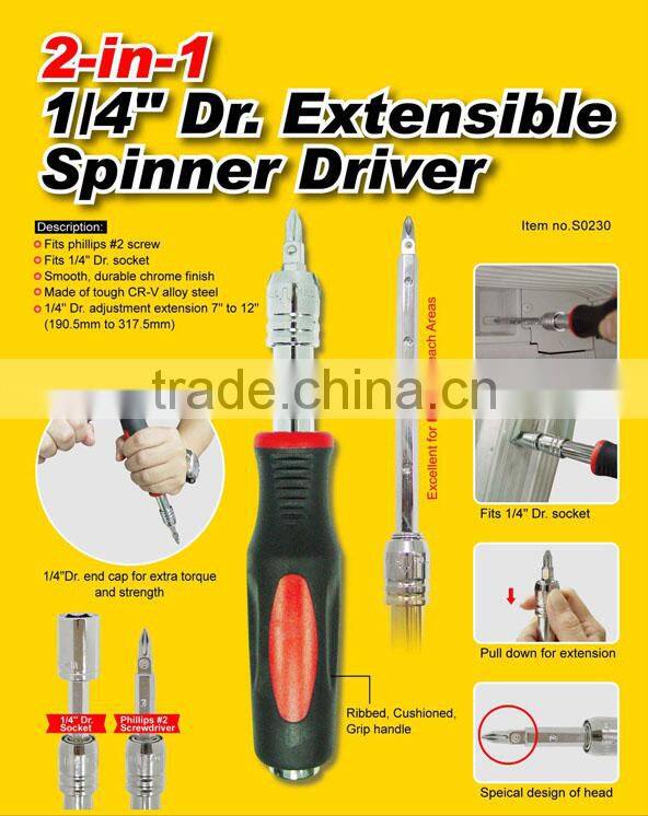 2-in-1 1/4" Dr. Extensible Spinner Driver