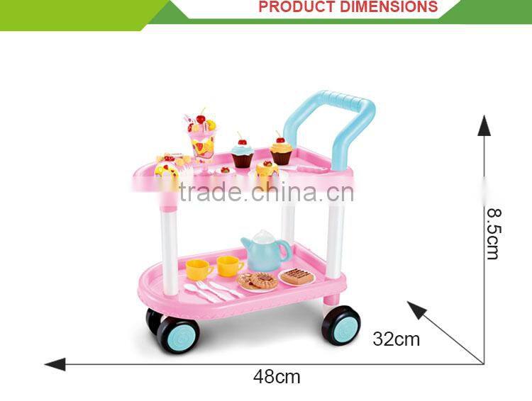 New kids diy cake party pretend play plastic food trolley cart