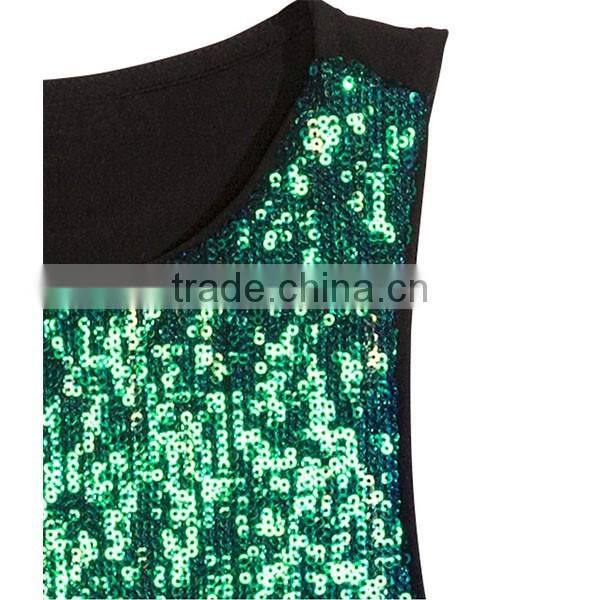 2016 Newest Ladies Sequin Tank Tops Short Glittery Top HST9188