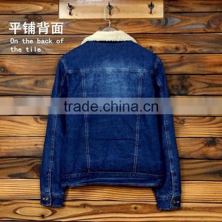 2016 wholesale custom fleece lined denim jacket men winter jackets