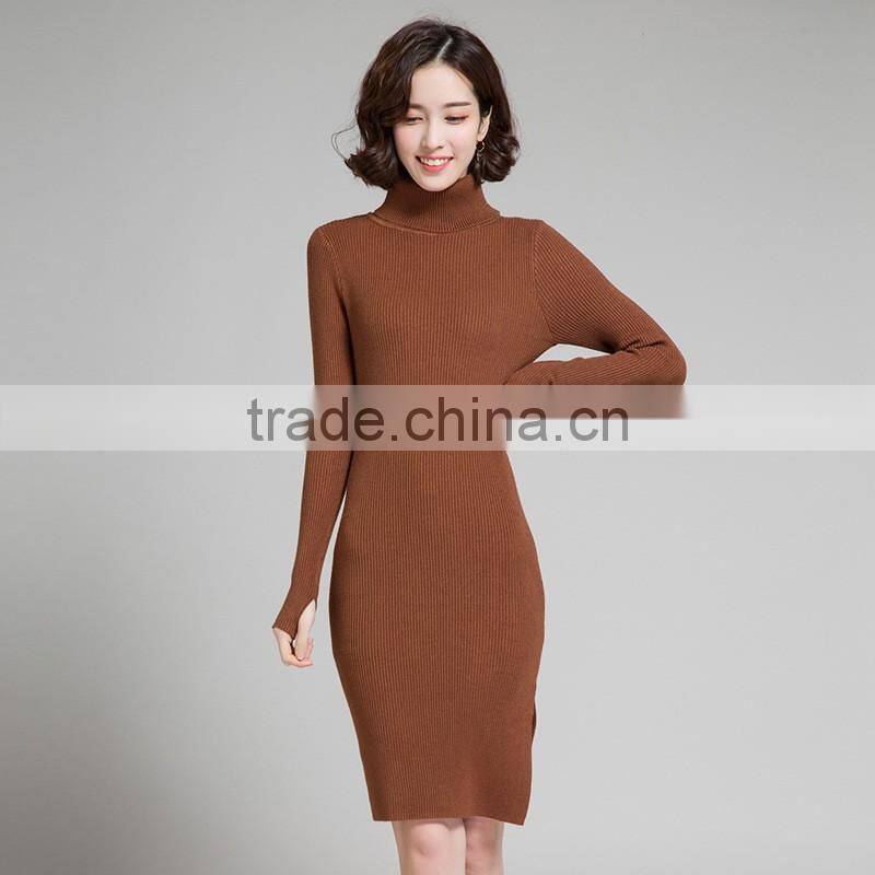 clothing factory 2016 winter latest pullover long knitted dress sweater designs for women