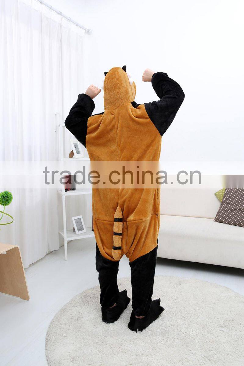 flannel cartoon adult animal jumpsuit animal pajamas jumpsuit raccoon design