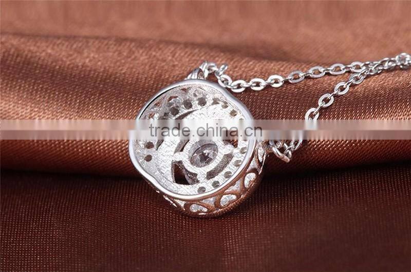 2017 New Design 925 Sterling Silver Double Rings Pendant Necklace