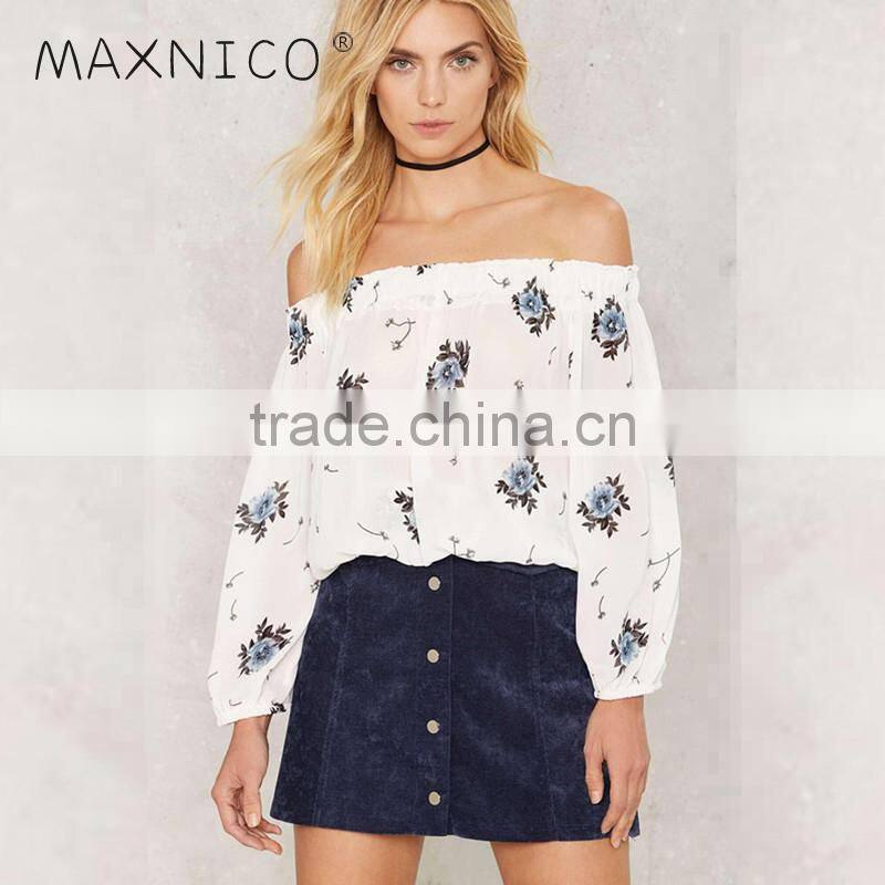 long sleeve off shoulder top summer latest printed blouse designs