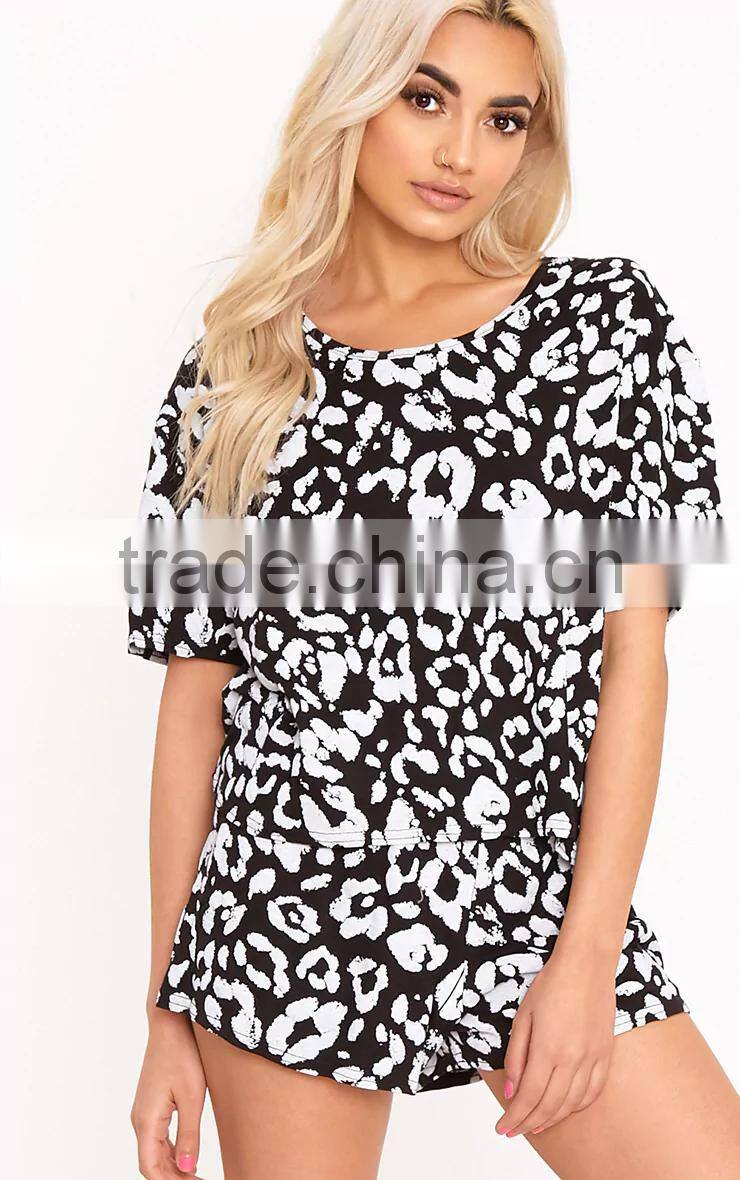 Wholesale Popular Full Print Ladies Summer Pyjama Cotton Short Pajamas Women Jersey Loungwear